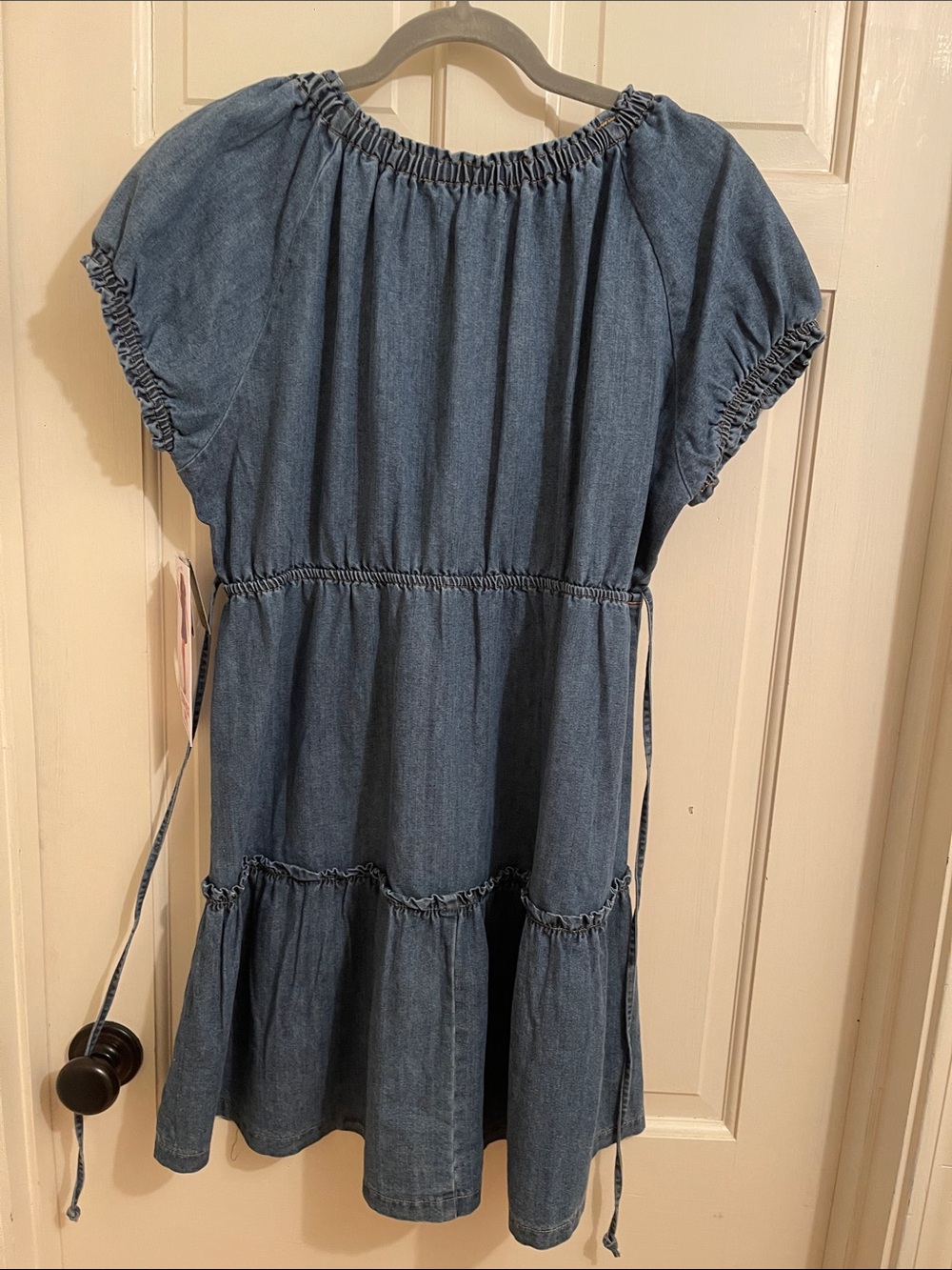 Celebrity Pink Denim Peasant Dress - Blue - Picture 3 of 4